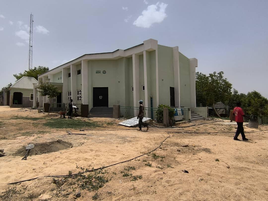 Wide exterior view of a newly built school facility